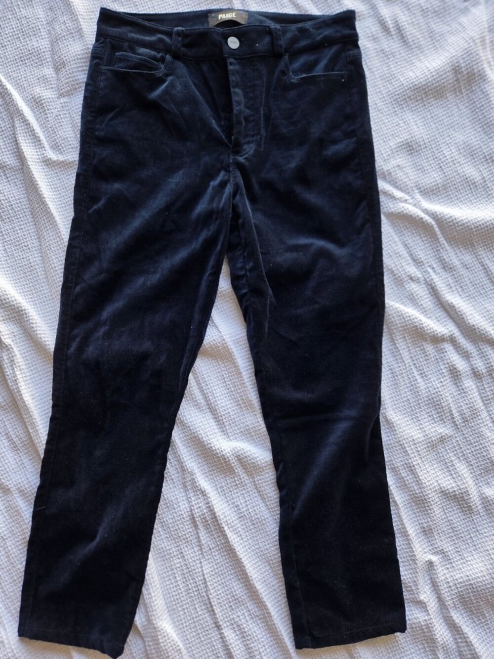 Paige Corduroy Pant Hoxton Ankle Mid Rise Navy Fit 27. EUC